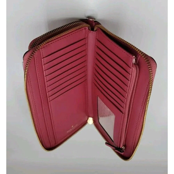Kate Spade Mauve Leather Zip Around Wallet Billfold - Picture 3 of 12
